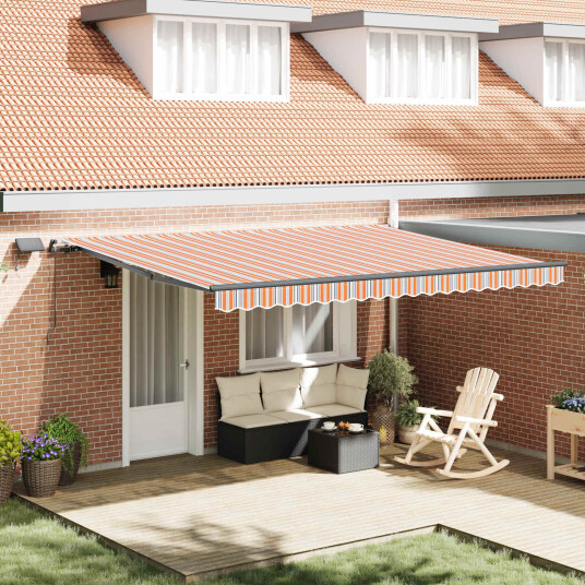  Manuell Uttrekkbar Markise med LED striper 450x350 cm