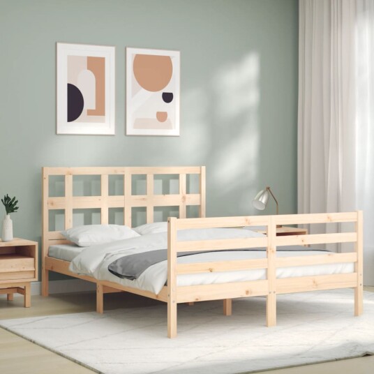 vidaXL Sengeramme med hodegavl 4FT6 double heltre 8720845999766