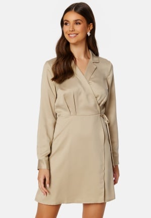 BUBBLEROOM Destinee wrap dress Light nougat 40