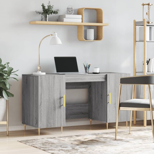 vidaXL Skrivebord grå sonoma 140x50x75 cm konstruert tre vidaXL Skrivebord grå sonoma 140x50x75 cm konstruert tre