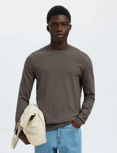 Selected Slhberg Crew Neck Noos - Brown - S
