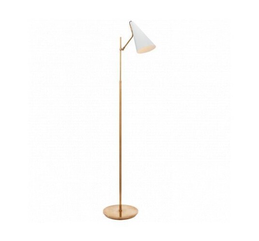 Clemente Floor Lamp Antique Brass with White
