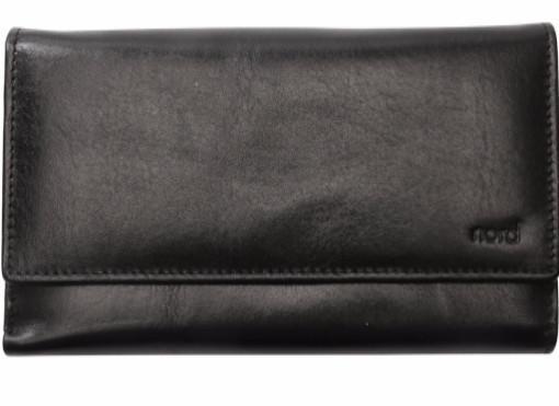 Nord Leather dame skinn Portemone 12 kortlommer/myntlomme Svart