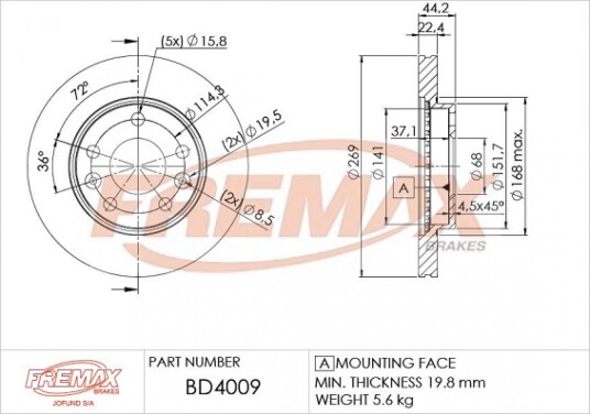 Bremseskive FREMAX BD-4009