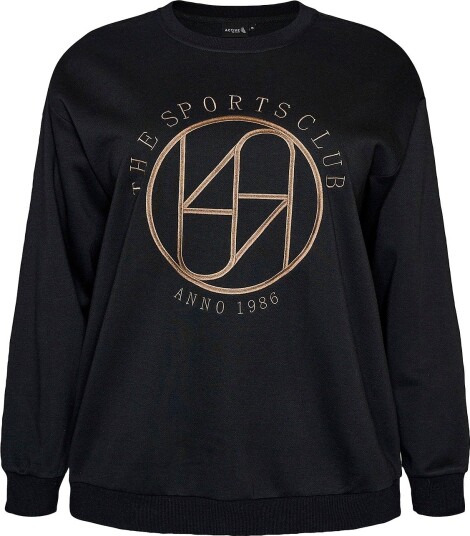 Zizzi   Collegegenser cAnnie L/S Loose Sweat   Svart
