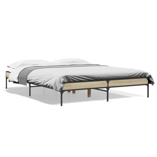 Sengeramme sonoma eik 150x200 cm konstruert tre og metall 8721012985384
