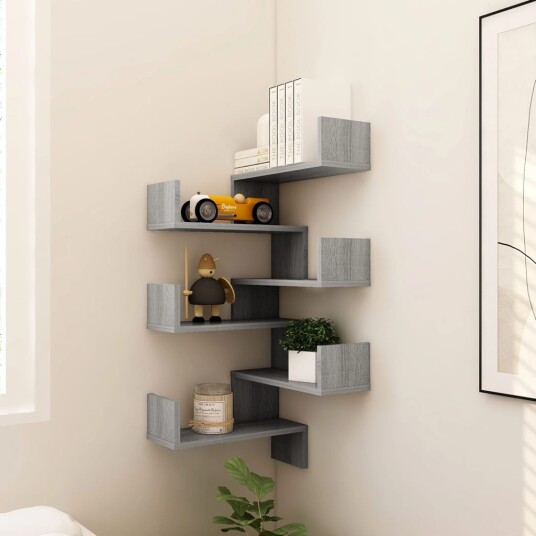 vidaXL Vegg hj?rnehyller 2 stk gr? sonoma 40x40x50 cm konstruert tre