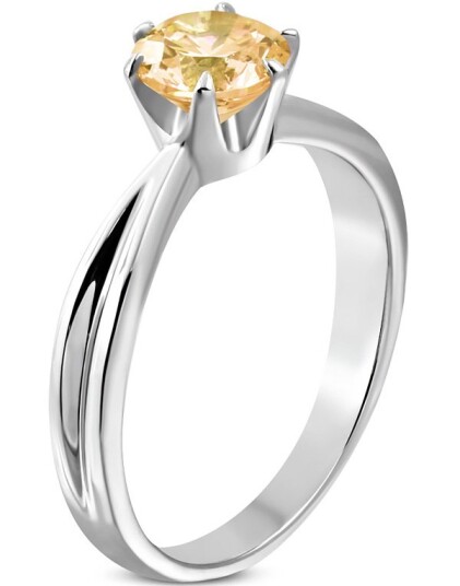 Isabella Sølvfarget Stålring Prydet med Topaz CZ Sten Strl 54 x 17,20 mm