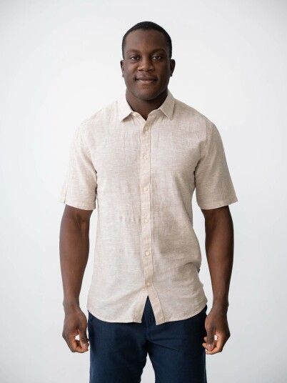 Only & Sons Caiden Short Sleeve Solid Linen Shirt Beige S Only & Sons Caiden Short Sleeve Solid Linen Shirt Beige S