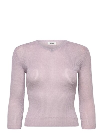 Monki Slim Knitted V Neck Sweater Pink XL