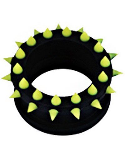 Svart Piercing Tunnel med Gule SpikeStrl 20 mm