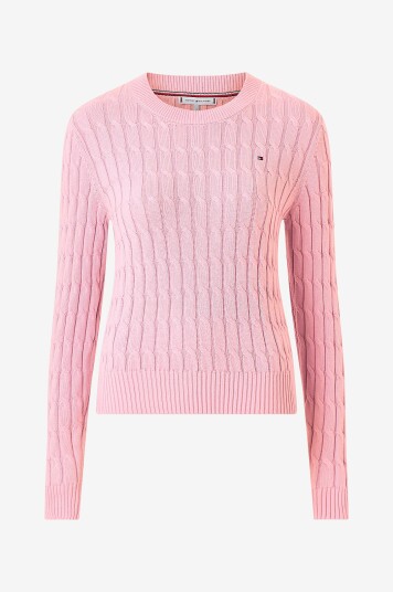 Tommy Hilfiger Pullover CO Cable Mid GG C nk LS Rosa