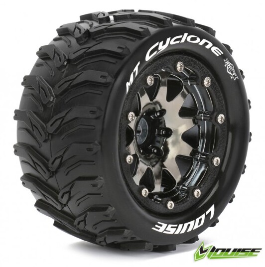 LouiseRC 3310SBCH Tires & Wheels MT-CYCLONE 1/10 Bl.Ch Beadlock