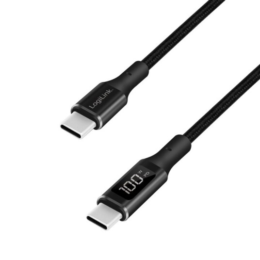 LogiLink USB-C - USB-C-kabel med display USB 2.0 PD 3.1 240W 1 m svart