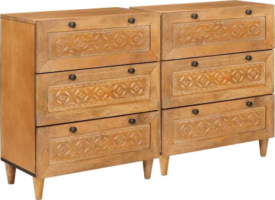 vidaXL Serviesskap 2 stk. 120 x 33,5 x 75 cm heltre mango Brun