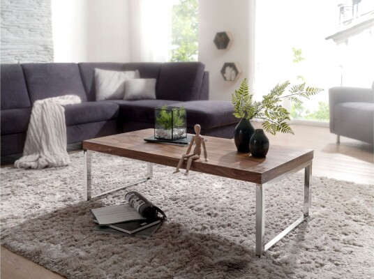 Plessey Sofabord 120 cm - Massivt Tre/Krom