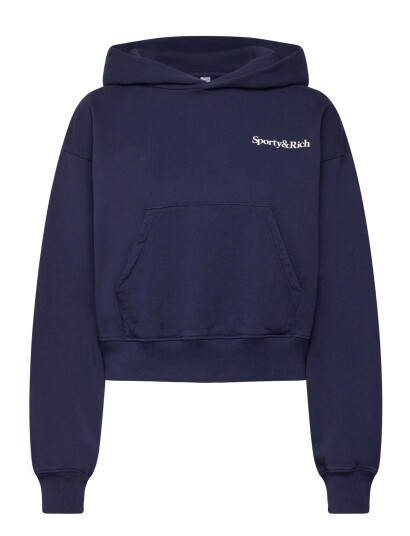 Sporty & Rich Health Is Wealth Cropped Hoodie   Navy   M