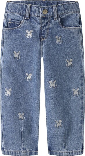 Name It Bella Barrel Glitter jeans til jente medium blue unicorn (98) 98