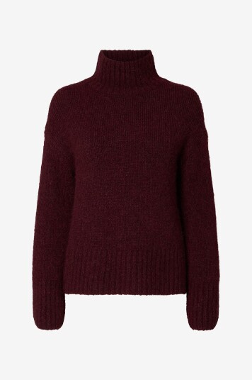 Selected FEMME - Pullover slfGabriella LS Knit High Neck - Rød XS