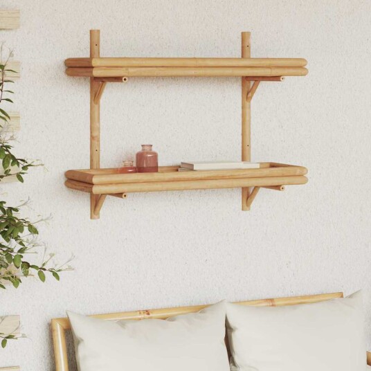 Vegghylle med hylle Veggmontert Brun 75 x 26 x 60 cm Bambus Vegghylle med hylle Veggmontert Brun 75 x 26 x 60 cm Bambus