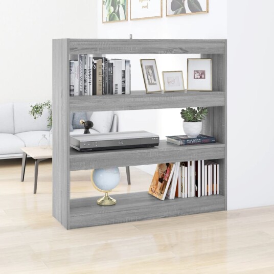 vidaXL Bokhylle/romdeler gr? sonoma eik 100x30x103 cm