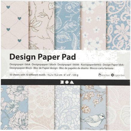 Designpapir i Blokk 120 g Rosa 50 Ark