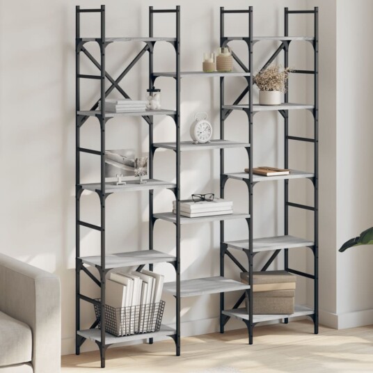  Bokhylle grå sonoma 127,5x28,5x172,5 cm konstruert tre 8721012339224