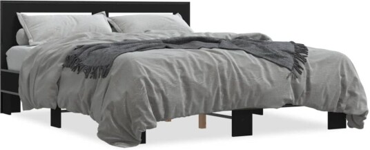 Sengeramme svart 160x200 cm konstruert tre og metall 8721102613883