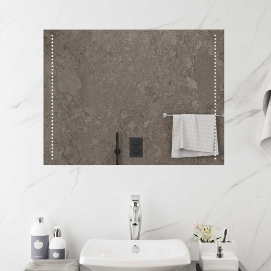 vidaXL LED Badevindu Gjennomsiktig 80 x 60 cm herdet glass Rektangulær