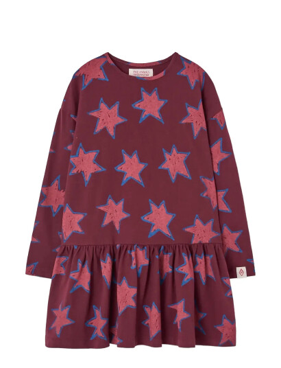 THE ANIMALS OBSERVATORY Stars Macaw Dress Burgundy 6 Y THE ANIMALS OBSERVATORY Stars Macaw Dress Burgundy 6 Y