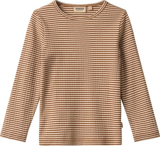 Wheat Genser Rib Rise Varm hasselnøttebrun Stripe Wheat 8 år (128) Genser Hvit