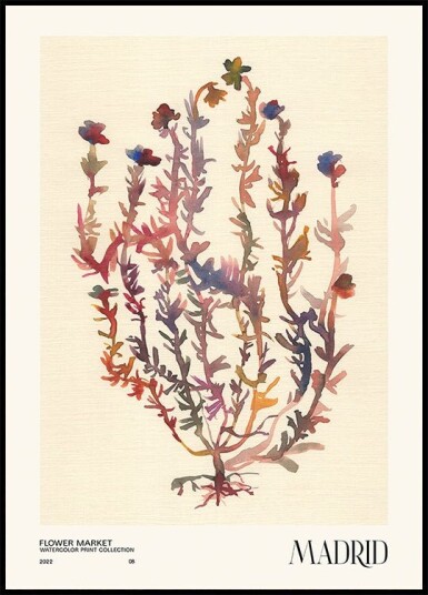 Watercolor print collection. Flower market   Madrid Plakat / 40x50cm