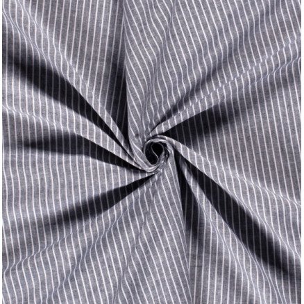 Lin/bomull med stripe 145cm 008 Grå - 50cm