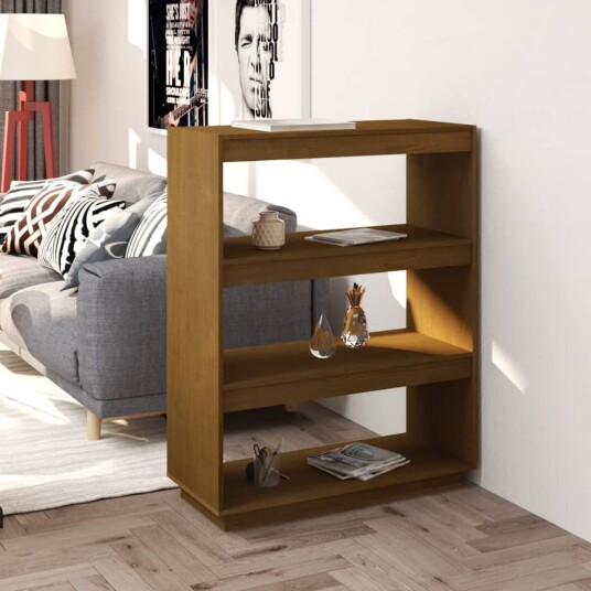 vidaXL Bokhylle/romdeler honningbrun 80x35x103 cm heltre furu vidaXL Bokhylle/romdeler honningbrun 80x35x103 cm heltre furu
