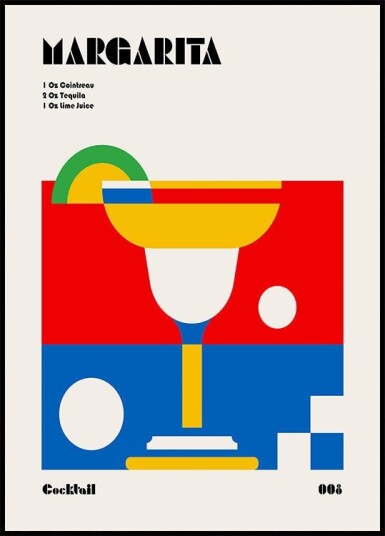 Margarita Bauhaus Cocktail Poster Plakat / 30x40cm