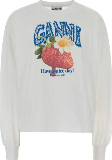 Ganni Dame Topper Hvit L,