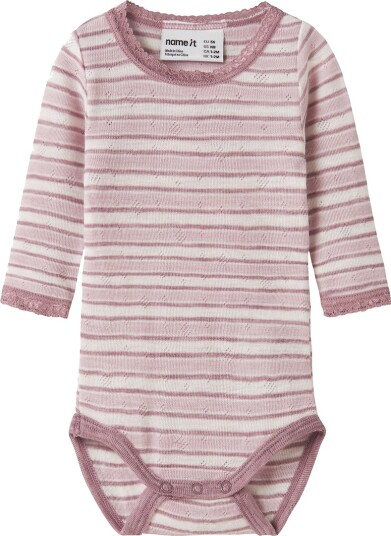 Name It Body I/e NbfWang Snow White/Violet Ice/Sopp Name It 50 Langermet Body Hvit Rosa