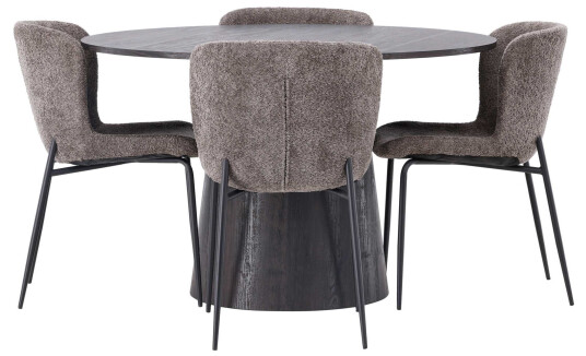 Venture Design Lanzo & Modesto spisegruppe Mørkegrå/svart 4 stoler & bord 120 cm