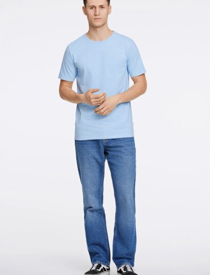 Lindbergh Mouliné O Neck Tee S/S Blue M Lindbergh Mouliné O Neck Tee S/S Blue M