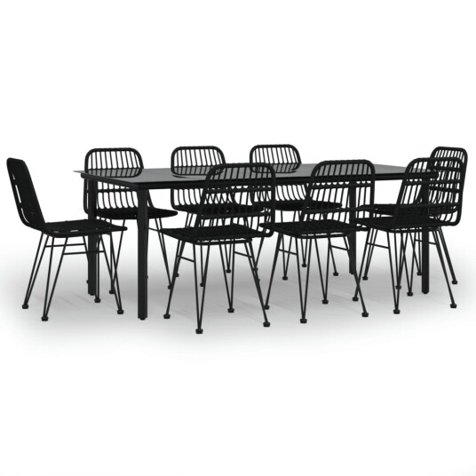 vidaXL Hagespisegruppe 9 deler svart polyrotting