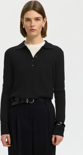 Selected Femme Thea Long Sleeve Knit Merino Collar Neck Sort S