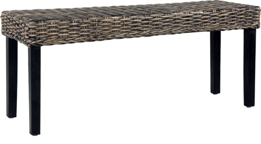  Benk 110 cm svart naturlig kubu rotting og heltre mahogni