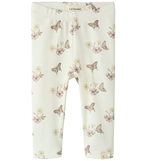 Lil" Atelier Leggings NbfLayo Coconut Melk/Flower Lil Atelier 56 Leggings Hvit