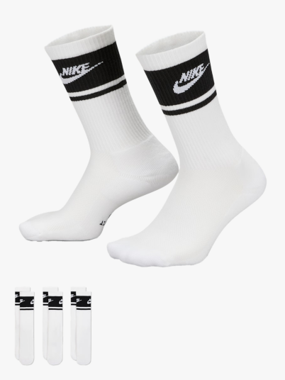 Nike Everyday Elevated Crew Socks 3pk Hvit M Nike Everyday Elevated Crew Socks 3pk Hvit M