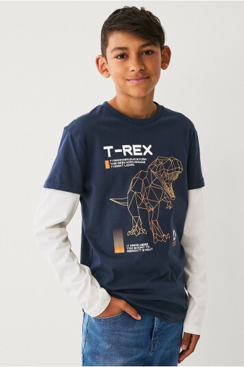 Ellos Collection T skjorte med falske ermer Blå