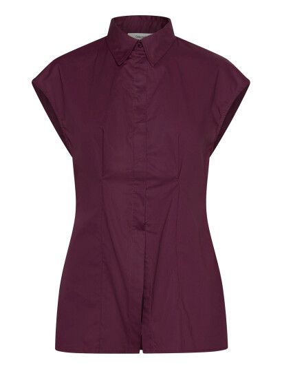 Selected Slfdelia Fina Slim Ss Shirt Ex   Burgundy   34