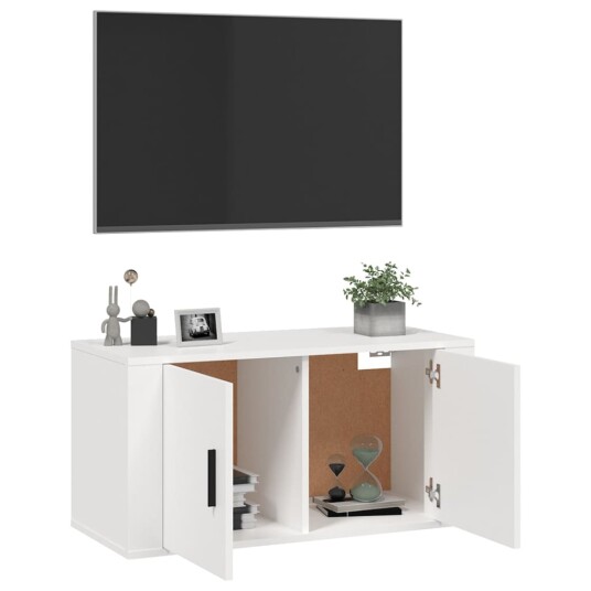  Vegghengt TV benk hvit 80x34,5x40 cm
