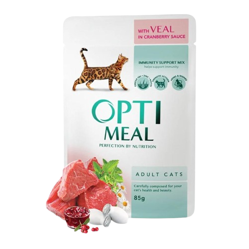 Adult & Senior Veal & Cranberry Våtfôr Til Katt 12 X 85 G Katt Kattefôr Våtfôr Optimeal