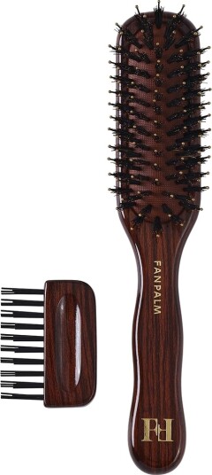Fan Palm Boar& Nylon Hairbrush Brown ONE SIZE Fan Palm Boar& Nylon Hairbrush Brown ONE SIZE