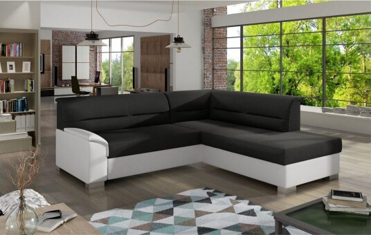 Seksjon Eltap Bergen 247x214x83 cm Sawana 14 Soft 17 Svart Hvit Høyre